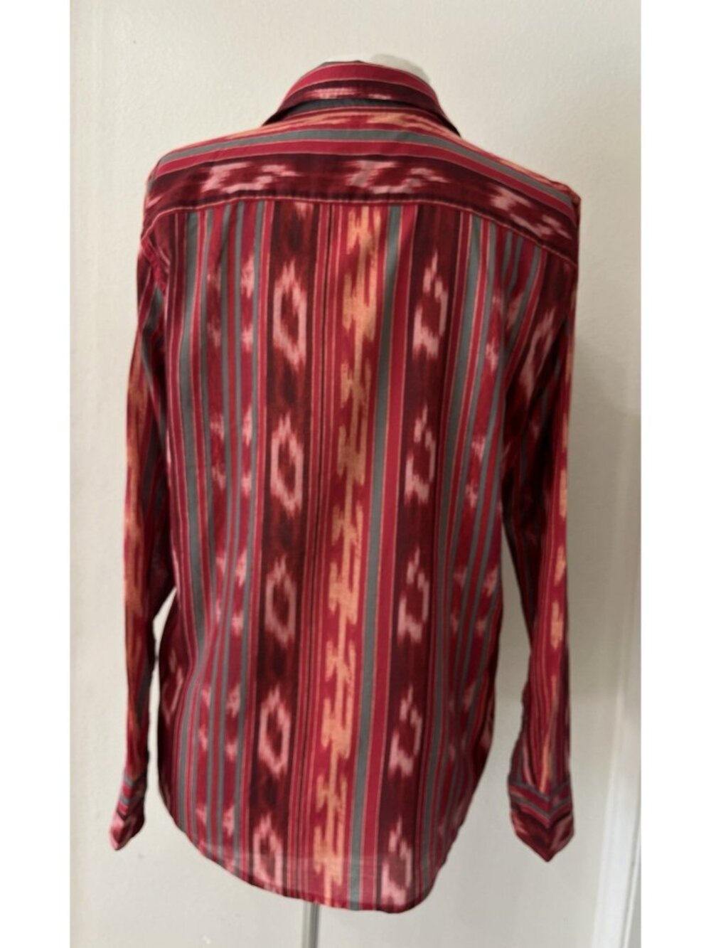 Ralph Lauren Large Red Ikat Cotton Button Up Shirt Southwestern Tribal Western - Picture 7 of 12